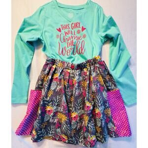 Handmade Flowers, Inside Pockets Skirt With A Shirt‎ From Faded Glory Size10/12